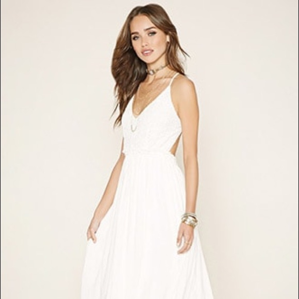 Long White Dress with Open Back